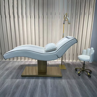 Nouveau Lit de Beauté Électrique de Luxe Doré, Lit Facial et pour Cils en Cuir Blanc, Table et Lit de Massage, Mobilier de Salon, Lit Incurvé pour Cils