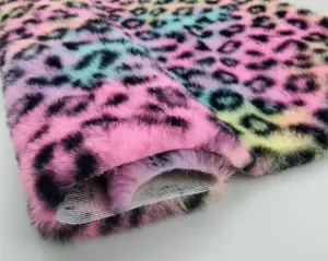 Popolare tessuto in poliestere con pelliccia sintetica di coniglio leopardo Neon per abbigliamento/tessili per la casa