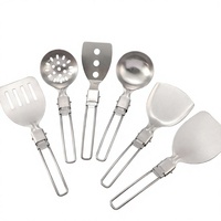 Ensemble de spatules pliantes en acier inoxydable 304, cuillère de cuisine portable, écumoire, louche, kit pour le camping et la cuisine