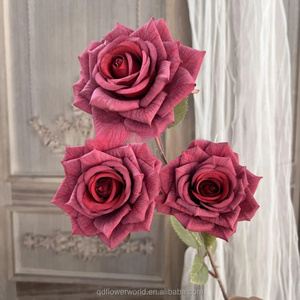 Wholesale Hot Sale 3 Heads Rose Ivory White Artificial Rose 9 Diameter Rose Home Interior Decoration Flower - Product Image 3