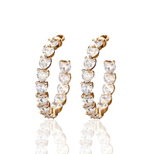 Orecchini a Forma di Cuore a C per Donne, Orecchini Scintillanti con Pavé, Gioielli di Moda per Uso Quotidiano e Feste - Product Image 5