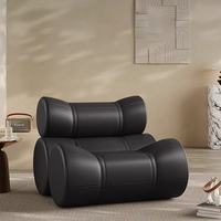 Fauteuils Noirs Modernes Fauteuil de Canapé Simple de Luxe Hôtel Villa Fauteuil de Salon pour la Maison Fauteuil d'Appoint en Cuir