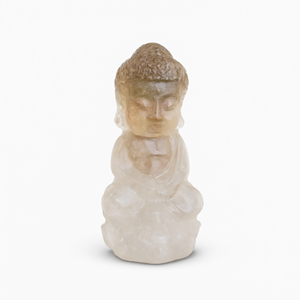 Sculpture de Bouddha bébé en quartz fumé, un symbole puissant de mise à terre, d'équilibre émotionnel et de spiritualité - Product Image 2