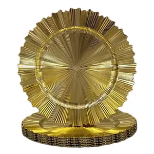 Hot Sale 33cm Runde Gold Ladesc halen Acryl Gold Perlen Ladegeräte Platten Hochzeit