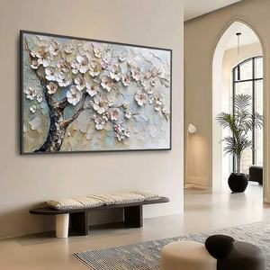Peinture à l'huile texturée Impasto Blossom Serenade personnalisée, œuvre d'art abstraite moderne de luxe sur toile, décoration murale apaisante faite à la main haut de gamme - Product Image 5