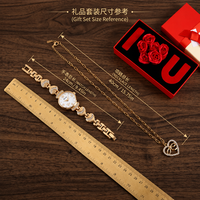 Coffret cadeau pour la Saint-Valentin pour elle, montre, collier avec pendentif en forme de cœur, rose rouge, coffret cadeau de luxe pour anniversaire, logo personnalisé et boîte personnalisée