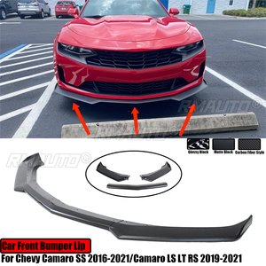 Car Front Bumper Lip for Camaro SS 2016-2021/Camaro LS LT RS 2019-2021 <b>Splitter</b> Spoiler Matte Black Glossy Black Carbon Look - Product Image 1