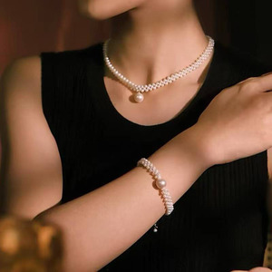 Handmade US 14K Gold Filled Pearl <b>Choker</b> 3.5-4mm Freshwater Pearl & 10-11mm Edison Pearl Hand Woven Women Wedding Necklace - Product Image 4