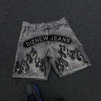 DiZNEW 2025 Design exclusif d'un jean noir rétro incrusté de pierres précieuses, short en jean haut de gamme de qualité garantie pour homme