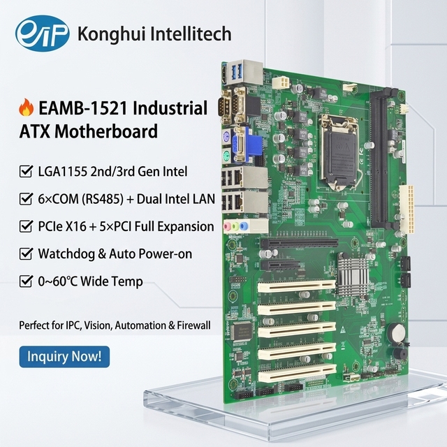 Eip EAMB-1521 Intel B75 2nd/3rd ATX Industrial Control Motherboard SATA LGA1155 Dual Gigabit LAN PCIe X16 New 1P/2P