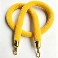 Corde de délimitation en velours jaune pour barrière de contrôle de foule, corde en velours pour file d'attente avec crochet doré