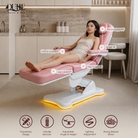 Table de spa électrique rose moderne de luxe, chaise de salon de beauté moderne, lit de tatouage esthétique à 3-4 moteurs pour les traitements de massage médical