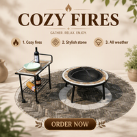 Table de loisirs extérieure moderne grande mosaïque BBQ foyer fer ensembles de jardin pour ferme hôtels parcs