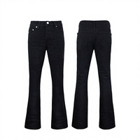Nouveau Jean Évasé Noir Slim Fit en Denim Élastique Y2K Hip Hop High Street Vintage Respirant Imprimé Tricoté pour Homme – En Stock