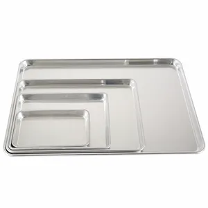 Aluminum Sheet Pan Manufacture Sell Flat Aluminum Baking Tray With Large Square Cookie Sheet Pan For Bakery