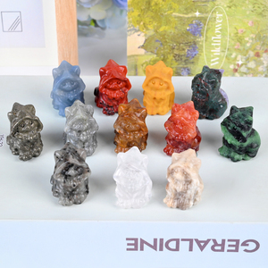 Venta al por Mayor de Fábrica: Gato Bruja Miniatura Tallado a Mano con Piedras Preciosas Naturales para Decoración - Product Image 1