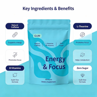 Gummies véganes L-Théanine et Caféine pour l'énergie, la concentration, la fraîcheur mentale, l'exercice et l'étude - Suppléments à base de plantes sans gluten et faibles en sucre