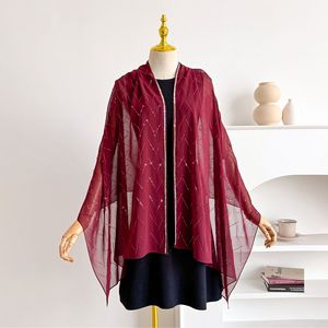 Fashion Lace Trim Chiffon Scarf With Rhinestone Luxury Solid <b>Shawl</b> <b>Wraps</b> Breathable Summer Scarf Factory Price - Product Image 3