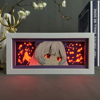 Genshin Impact Kokomi Boîte à lumière MDF Cadre en bois découpé au laser Boîte à ombre Veilleuse à led pour la décoration de la chambre à coucher Veilleuse à led