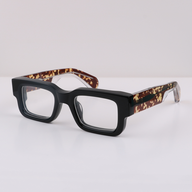 2401 High Quality Square Eyeglasses Frames Mens Women Custom Logo Rectangle Blue Light Blocking  Acetate Glasses