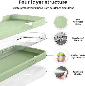 Vooii compatible pour <span class=keywords><strong>iPhone</strong></span> 16e étui 6.1 pouces Matcha Silicone liquide souple anti-rayures étui de téléphone avec mise à niveau de Protection de l'appareil photo - Product Image 2