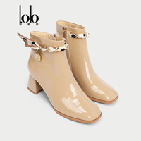 Sepatu Boots Wanita Nyaman dengan Ritsleting, Kulit Sapi, Lapisan Kulit Domba, Hak Tebal Kasual, Ringan, dan Bernapas