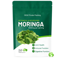 MOQ 500 Botol Kapsul Softgel Moringa Label Pribadi Khusus Dewasa Suplemen Herbal Makanan Kesehatan Kelas Premium untuk Kesehatan Sendi dan Imunitas