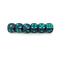 Dés à points personnalisés de haute qualité 16 mm, coins arrondis moins chers, dés en acrylique noir D6 avec points colorés pour jeux de société