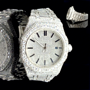 Reloj de Pulsera de Moda con Movimiento Automático, Resistente al Agua 10 Bar, con Cristal y Diamantes de Moissanita, Estilo Hip-Hop - Product Image 1