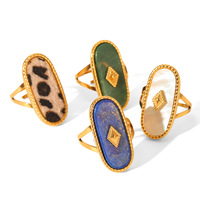 Bague ouverte en acier inoxydable 304 avec incrustation de nacre blanche naturelle, style luxe léger, pour femme, idéale pour les cadeaux, bijoux de mode