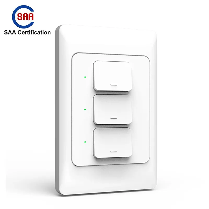 Australian 15A push button timing smart wall switch 3 gang LED Incandescent smart life app on off wifi light switch