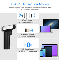 Escáner de Código de Barras 1D Inalámbrico Bluetooth 2.4G con Cable USB 3 en 1, Sensor COMS CCD Eyoyo EY-1900CP, con Pantalla Integrada
