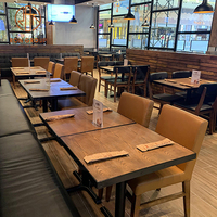 Ensemble de restaurant personnalisé Ron Group, banquettes capitonnées en tissu, table en bois massif, chaise rembourrée en cuir, mobilier commercial