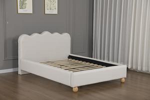 Willsoon Modern <span class=keywords><strong>Gold</strong></span> Supplier Gecertificeerd Aanpasbaar Beige Stoffen Gecapitonneerd Gegolfde Hoofdbord Gestoffeerd Zacht Bedframe Houten - Product Image 2