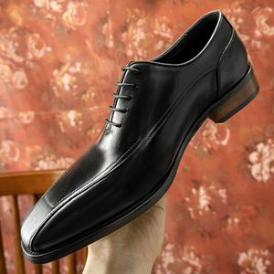Luxurious Fashionable Height Increasing Lace-up Men's Shoes Blue Brown Color <b>Combination</b> Italian Style Oxford Dress Shoes - Product Image 5