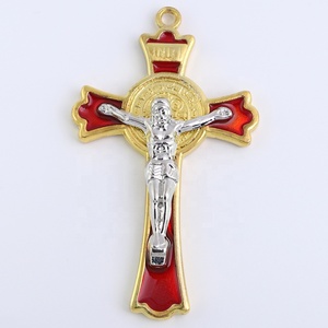 Cruz de 3 pulgadas, epoxi chapado en oro, rojo, marrón, negro - Product Image 1