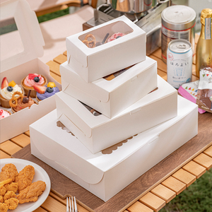 Cấp thực phẩm giấy tráng miệng hộp với cửa sổ cho Sushi Take-out bánh Pastry bao bì - Product Image 1