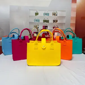 Luxe Tote Office Vilten Tassen Met Uw Logo Grote Boodschappentas Vilt Draagtas Voor Feest Groen Gerecycled Vilt Draagtas