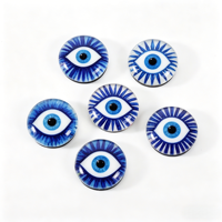 Aimant de réfrigérateur personnalisé en verre plaqué de 25 mm, motif œil turc bleu, lavable, pour les boutiques de souvenirs et la décoration intérieure