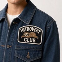 Patch brodé 3D personnalisé avec citation du club des introverts, thermocollant pour bracelet