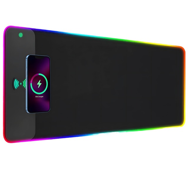 Wireless Charging Anti-Slip RGB Computer Mouse Pad Fast Charging Desk Mat Big Size XXL with Charger Gaming Mouse Pad