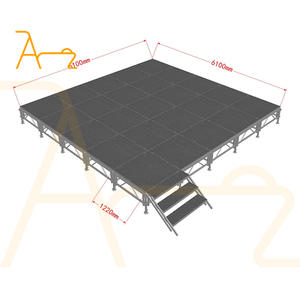 Concierto/Evento usado duradero ajustable 4 Patas simple aluminio antideslizante madera contrachapada <span class=keywords><strong>alquiler</strong></span> escenario desmontable boda escenario portátil - Product Image 3