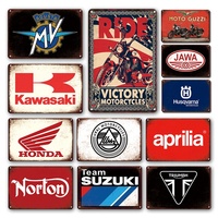 Enseigne Métallique Personnalisée Vintage, Plaque Décorative Rétro pour Garage, Poster Métal Style Classique Moto Voiture