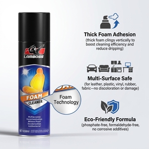 Nettoyant mousse pour l'intérieur des voitures LAMBOSS et spray multi-usages pour sièges en cuir, tableau de bord, pneus, dégraissant pour moteur - Product Image 1