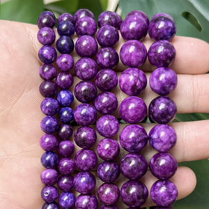 Vente en gros de perles de pierres précieuses naturelles de 8 mm, charoïte violette, agate, pierres précieuses, perles en vrac, perles de sugilite pour la fabrication de bijoux et de bracelets - Product Image 5