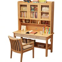 Bureau tout-en-un minimaliste moderne en bois massif avec étagère pour la maison, la chambre ou le bureau