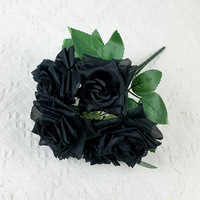 Bouquet de 7 roses artificielles en soie dorée, décorations murales pour la maison, durables, pour Halloween et Noël