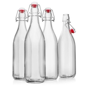Bouteille en verre transparente avec bouchon à bascule de 500 ml, 750 ml, 1 L pour bière, jus, kombucha – Vente en gros, échantillon gratuit - Product Image 2