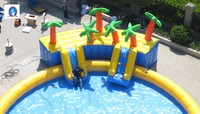 Parc aquatique gonflable sur mesure à prix d'usine avec piscine, nouveau design, parc aquatique gonflable terrestre pour jeux de toboggans aquatiques