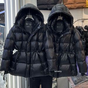 معطف نسائي شتوي جديد بخصر مرتفع من جانفيني ، بطة بيضاء ، معطف سميك بغطاء رأس دافئ أسود بارد للغاية - Product Image 5